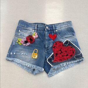 Dolce&Gabbana Denim Women Shorts jean short with patches